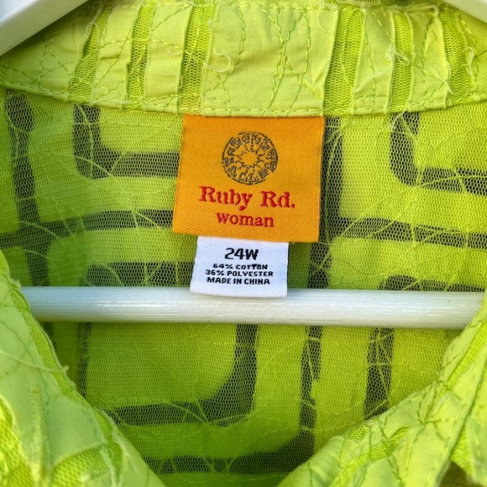 Ruby Rd. | Chartreuse Lime Green Sheer Jacket But… - image 5